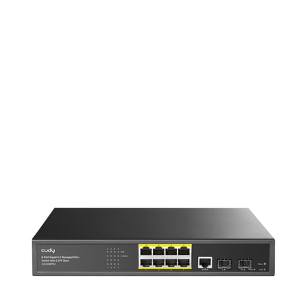 Cudy GS2008PS2 Yönetilebilir L2 Switch 8 Port PoE+ 2 x 1GB SFP Rack Mount 130W