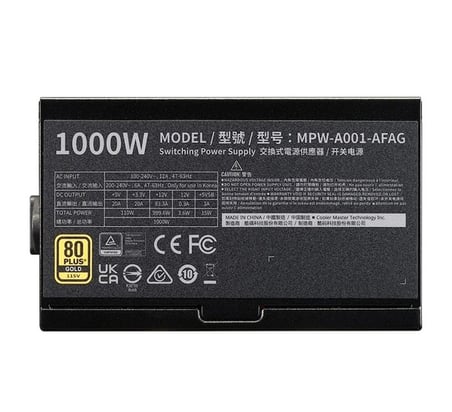 CM Elite 1000W 80+ Gold Full Modüler, PCIe Gen 5.0, ATX 3.1, 120mm Fanlı  PSU