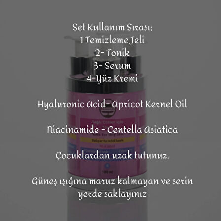 Yağlı Ciltler İçin Yüz Bakım Seti – Ciltteki fazla yağı dengelemeye yardımcı olur, gözeneklerin görünümünü sıkılaştırır, siyah nokta ve akne oluşumunu azaltmayı destekler. Cildi arındırır ve temizler. Günlük kullanıma uygundur. Alkol, paraben ve sülf