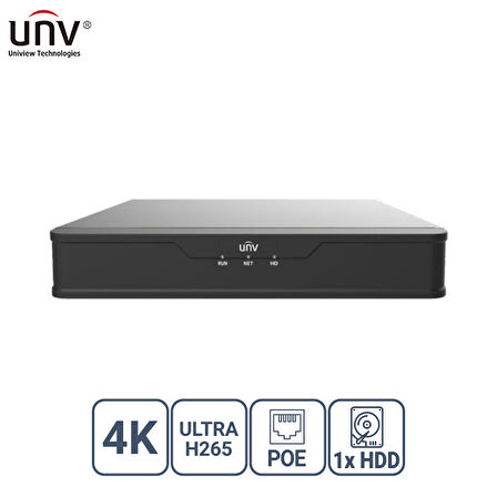  NVR301-08S3-P8 8 KANAL POE VGA/HDMI H265+ NVR KAYIT CİHAZI