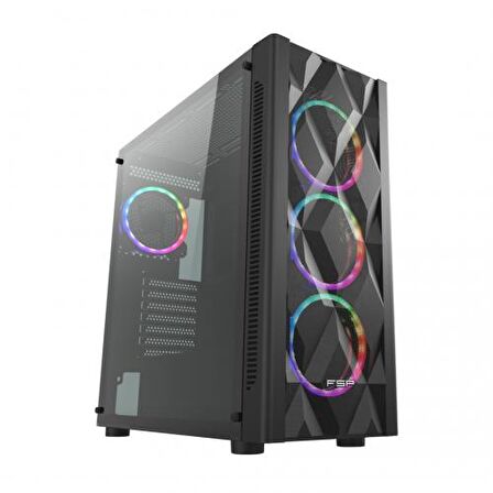 FSP CMT595AL Mid Tower, 850W 80+ Bronze, Siyah,  Temperli Cam, RGB, ATX GAMING KASA