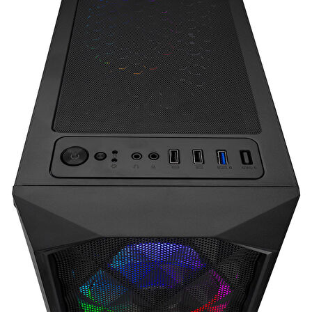 BUMPY PSU YOK 4x12CM RGB FAN ATX TEMPERED GLASS 2xUSB2.0/1xUSB3.0 SİYAH MID TOWER GAMİNG KASA