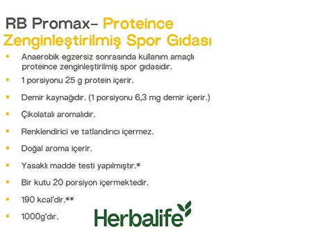 RB ProMax - proteince zenginleştirilmiş sporcu gıdası