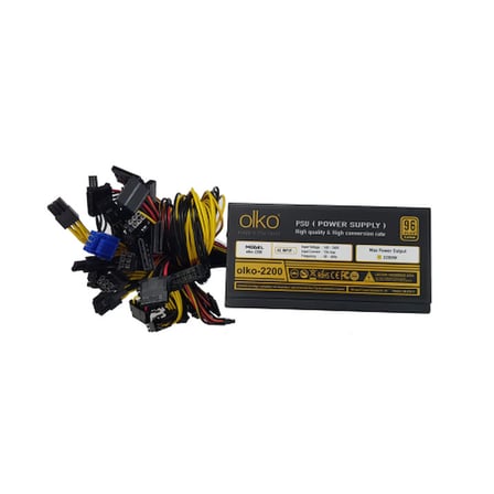 Olko 2200W Power Supply 14cm Fan ATX Aktif PFC Siyah 96% Verimlilik