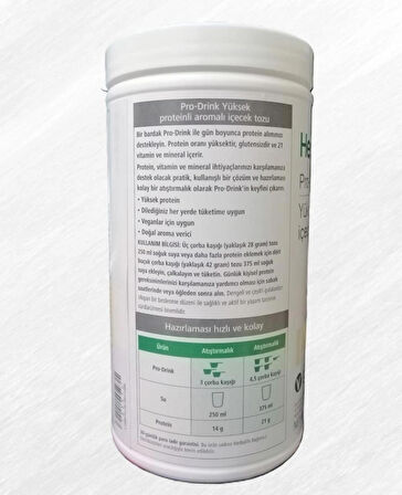 Pro Drink – Ekstra protein takviyesi için bitki bazlı, hafif vanilya aromalı toz karışım Vegan