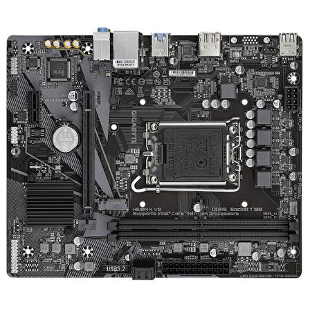GIGABYTE H610M K V2, rev.1.0, 2xDDR5, M.2, DP, HDMI, 12-13.Nesil, LGA1700 Soket, Anakart