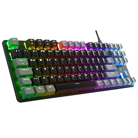 ACER eMachines, EAK87, Siyah/Gri, USB Kablolu, RGB Backlight, RED Switch, Mekanik, Türkçe Q, 87 Tuşlu, Gaming Klavye