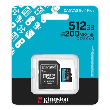 Kingston Canvas Go! Plus 512 GB Micro SDXC Hafıza Kartı ve Adaptör