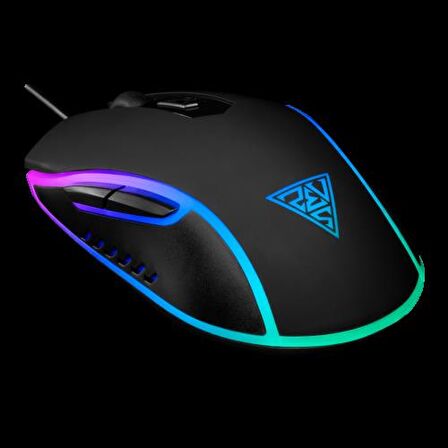 GAMDIAS AURA GS1, Çok Renkli Aydınlatma,  USB Kablolu, 6 Tuşlu, Gaming Mouse, 3600DPI, Siyah