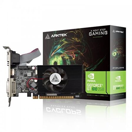 ARKTEK CYCLOPS, AKN610D3S2GL1, GT610, 2Gb, GDDR3, 64Bit, 1xD-Sub, 1xDVI, 1xHDMI Ekran Kartı