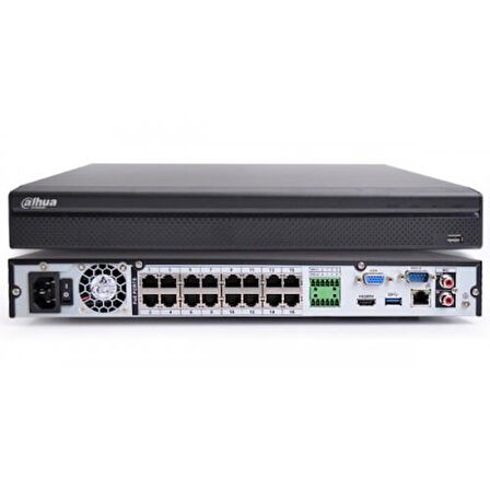 DAHUA  NVR4216-16P-4KS3/L, 16Kanal PoE, 8Mpix, H265+, 2 HDD Desteği, 1080P Kayıt, 240Mbps Bant Genişliği, NVR