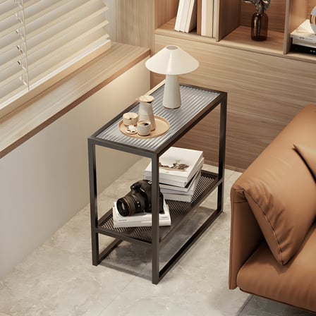ZGN12681 Modern Cam Tablalı Metal Çerçeveli Yan Sehpa