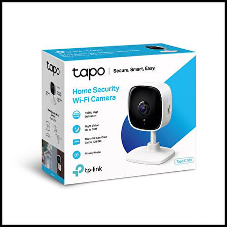  Tapo C100, Bebek/Ev Güvenlik Kamerası, WiFi, 1080P, 20Mt Gece Görüşü, Hareket algılama, Ses ve Işık Alarmı, İki Yönlü Ses