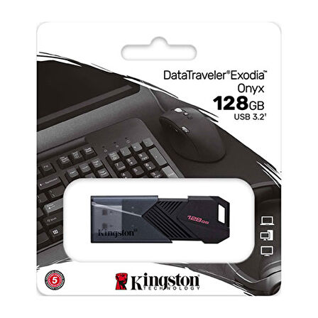 128GB Portable USB 3.2 Gen 1 DataTraveler Exodia Onyx
