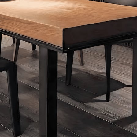 YMK6673 Endüstriyel Ahşap Tablalı Dikdörtgen Yemek Masası, Metal Ayaklı
