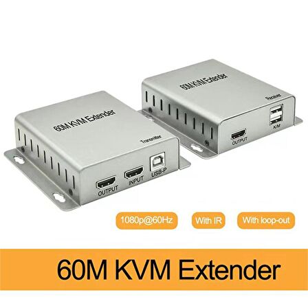  HD-61 CAT5E/CAT6 2XUSB+IR 1080P 60HZ 60MT HDMI KVM EXTENDER 