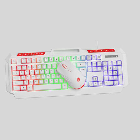 GameBooster KM-11W Knight Beyaz Klavye Mouse Set
