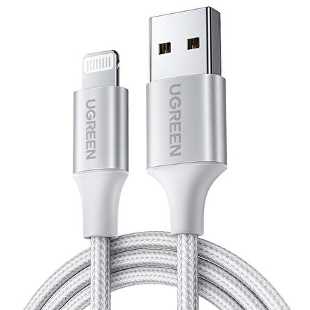  LIGHTNING TO USB-A ÖRGÜLÜ MFİ SERTİFİKALI İPHONE HIZLI ŞARJ KABLOSU 2 METRE GÜMÜŞ 60163