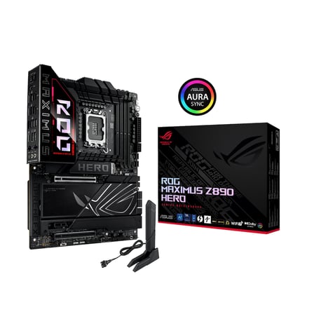 ROG MAXIMUS Z890 HERO, 8800MHz, 4xDDR5,  6x M.2, HDMI, 2xThunderbolt, 4xType-C, Wi-Fi 7, Bluetooth 5.4, Intel Core Ultra CPU(Seri 2), LGA1851 Soket, Gaming Anakart