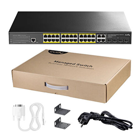  GS2028PS4-300W 24 Port GE 4*1G SFP&RJ45 Combo 19" 1U Çelik Layer2 Yönetilebilir POE+ Switch