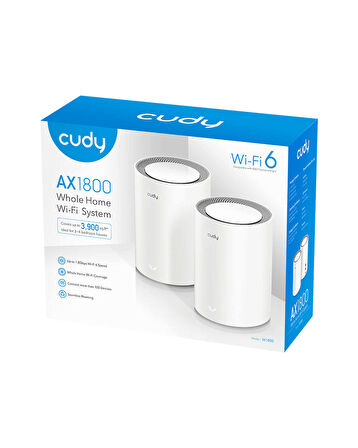 M1800 2-Pack AX1800Mbps 2.4/5GHz AP/RE/WISP Gigabit MU-MIMO Kablosuz 2'li Mesh Wi-Fi 6 Sistemi