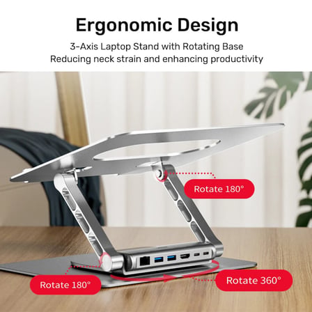 Asus 360 Derece Döner 5in1 Metal Notebook Standı Ethernet 2xUSB 3.0 HDMI 100W PD