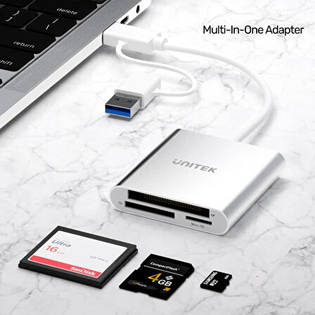 UNITEK USB-C/A TO HAFIZA KART OKUYUCU SD/CF/MICRO SD 5GBPS (Y-9313D)