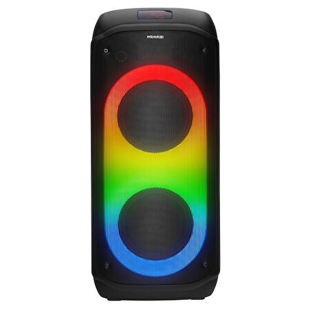MICROLAB M61, 80W, Taşınabilir, BT/USB/AUX/TF/TWS, RGB Işıklı, 2400mAh Batarya, 2adet VHF Mikrofon, Karaoke/Parti, Bluetooth Speaker,
