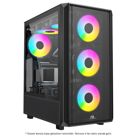 Power Boost JBST-PBP3602BB Bilgisayar Kasası Siyah 850W 80+ Bronze Mid Tower 4x ARGB Fanlı Temperli Cam