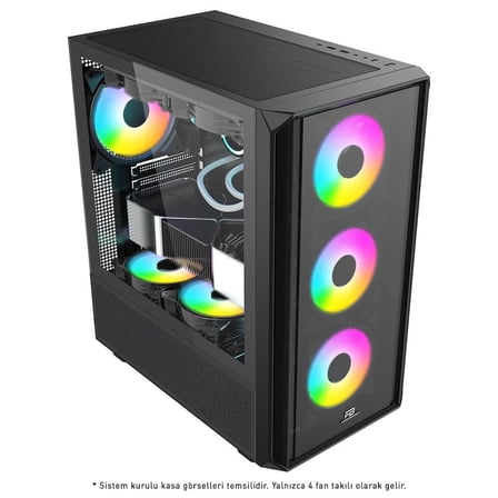 Power Boost JBST-PBP3602BB Bilgisayar Kasası Siyah 850W 80+ Bronze Mid Tower 4x ARGB Fanlı Temperli Cam