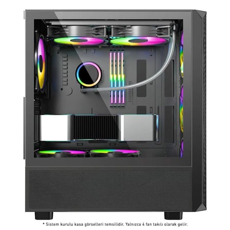 Power Boost JBST-PBP3602BB Bilgisayar Kasası Siyah 850W 80+ Bronze Mid Tower 4x ARGB Fanlı Temperli Cam