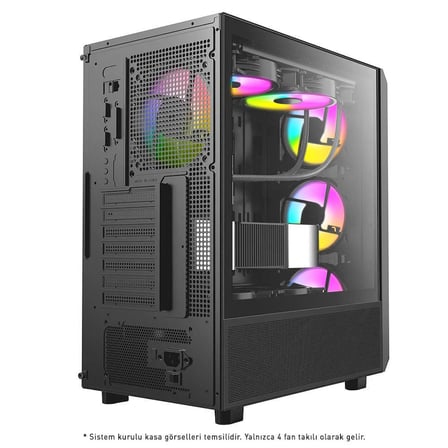 Power Boost JBST-PBP3602BB Bilgisayar Kasası Siyah 850W 80+ Bronze Mid Tower 4x ARGB Fanlı Temperli Cam