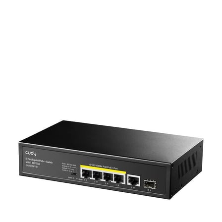Cudy GS1005PTS1 5 Port PoE+ Gigabit 1 SFP 120W Yönetilemez Desktop Switch