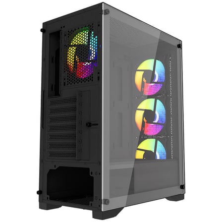 Power Boost JBST-PBPS7840B Mid Tower ATX Bilgisayar Kasası 600W Siyah 4x Rainbow Fan