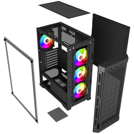 Power Boost JBST-PBPS7840B Mid Tower ATX Bilgisayar Kasası 600W Siyah 4x Rainbow Fan