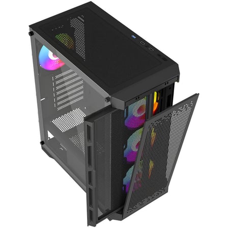 Power Boost JBST-PBPS7840B Mid Tower ATX Bilgisayar Kasası 600W Siyah 4x Rainbow Fan