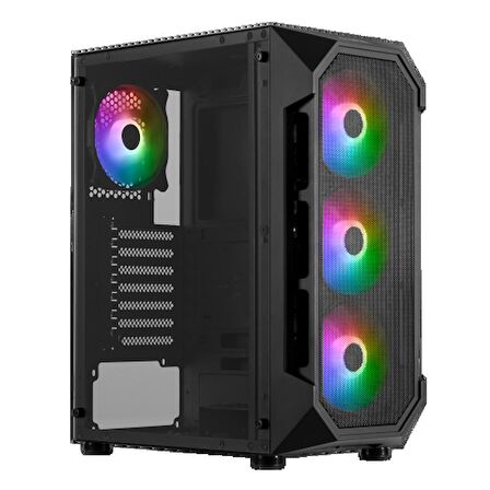 GAMDIAS AURA GC1, 500W, Tempered Glass, Mesh, ARGB, Micro ATX GAMING KASA