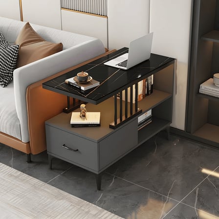 ZGN20208 Modern Metal Tabanlı Çekmeceli Dikdörtgen Yan Sehpa