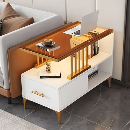 ZGN20208 Modern Metal Tabanlı Çekmeceli Dikdörtgen Yan Sehpa