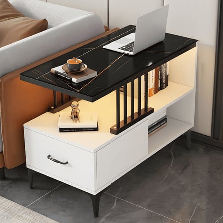 ZGN20208 Modern Metal Tabanlı Çekmeceli Dikdörtgen Yan Sehpa