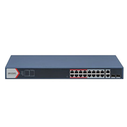 Hikvision DS-3E1318P-EI 16 Port PoE + 2xGBit Combo Yönetilemez PoE Switch