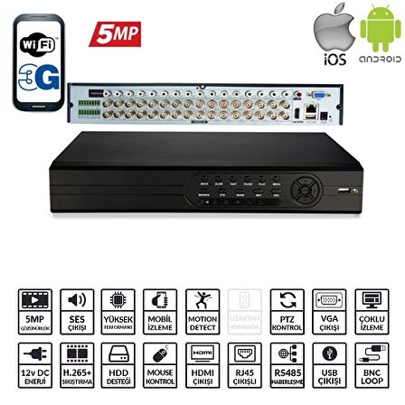  ez-8732ahd 32kanal 16ses 5mp 2hdd ahd xmeye