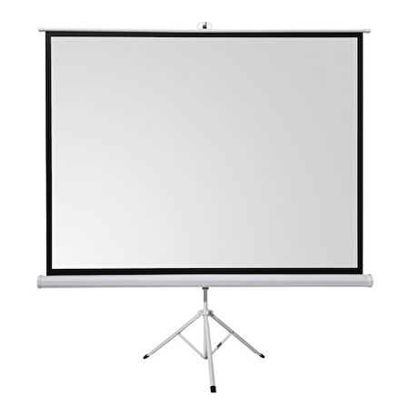  TPP-180, 180x180, TRIPOD, PROJEKSİYON PERDESİ, Arkası Siyah Fonlu, Taşınabilir Ayaklı Model