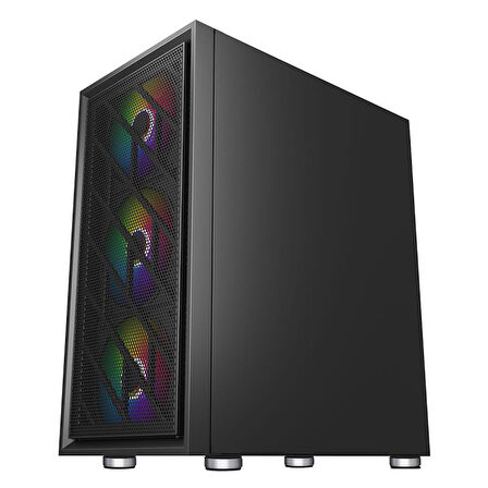  AR7 SİYAH 650W 80+ ARGB 4X12CM FAN TEMPERLİ CAM MESH USB 3.0 ATX KASA