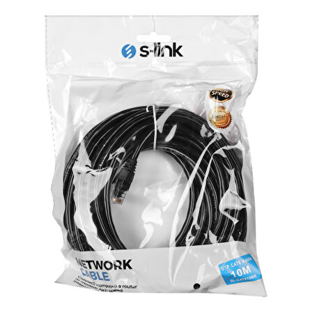S-LINK SL-CAT610BK, CAT6, Patch, 10Mt, Kablo (Siyah)