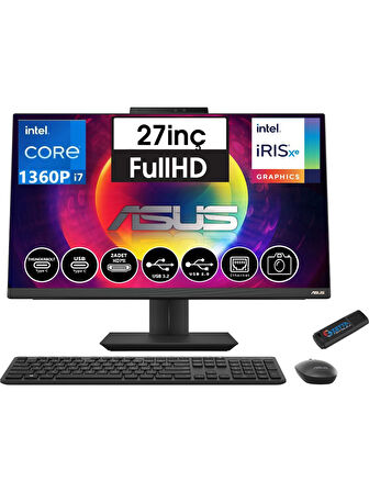 ASUS A5702WVARK-I7161TBB0D 27" FHD Black, Intel® RPL-R Core™ 7 Processor 150U 1.8 GHz (12MB Cache, up to 5.4 GHz, 10 Cores), 16GB DD