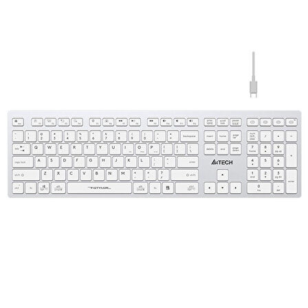 A4 TECH FBX50C BEYAZ BLUETOOTH+2.4G NANO MM SARJ EDILEBILIR KABLOSUZ KLAVYE 