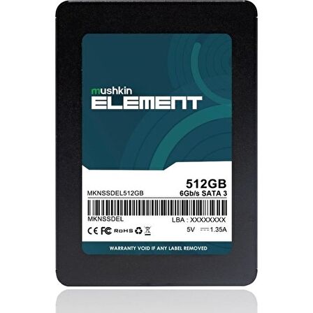 MUSHKIN SSD - MKNSSDEL512GB - 2.5 SATA III 7mm SSD -  - 512GB - Element 512GB 7mm SSD - 2.5 SATA III - 7mm