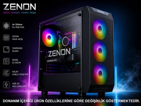 ZENON Gaming ZG-171 i7-14700F 16GB 1TB SSD 16gb RTX5070Ti DOS Masaüstü Oyun Bilgisayarı (3 Yıl Garanti)