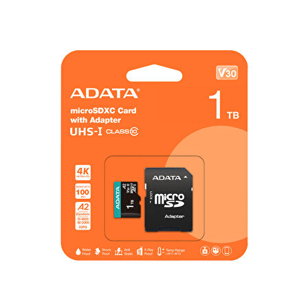 Premier Pro 1TB 100/85 MB/s UHS-I U3 Class10 (V30S)  Adaptörlü MicroSDXC Hafıza Kartı